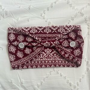 Elegant Burgundy Headband with Button Detail